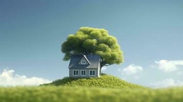 AI generated Green and environmentally friendly housing concept. AI Generated photo