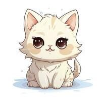 ai generado linda kawaii gato clipart icono blanco antecedentes. ai generado foto