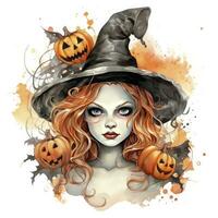 AI generated Watercolor Halloween illustration on white background. AI Generated photo