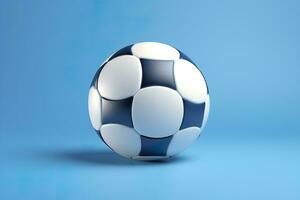 AI generated soccer ball on light blue background. Generative AI photo