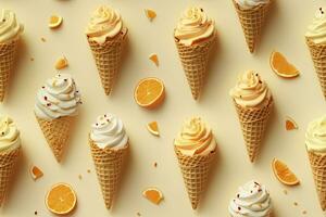 AI generated Incorporate a variety of waffle cones with different ice cream flavors. AI Generated photo