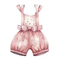 AI generated Pink baby girl romper in watercolors on a white background. AI Generated photo