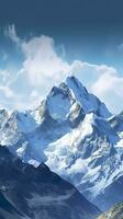 AI generated The beauty of a majestic and snow capped mountain range, with rugged peaks, AI Generative photo