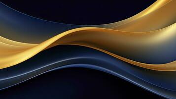 AI generated Gold and navy blue waves abstract. AI Generated. photo