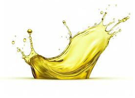 AI generated Olive or engine oil splash, cosmetic serum liquid isolated on white background. Generative AI photo