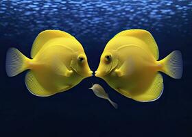 AI generated Two yellow tangs, face to face.  AI Generated. photo