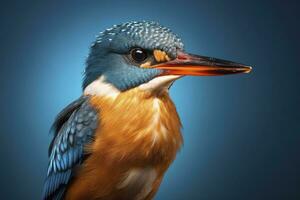 AI generated Kingfisher sitting on the tree branch. AI Generated photo