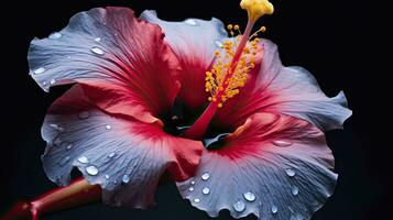 AI generated A hibiscus flower with a black background.AI Generated. photo