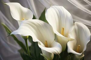 ai generado blanco Boda naturaleza lirio belleza florecer planta flor flora calla. ai generado foto