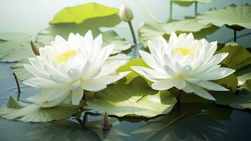 AI generated White Lotus Flower in water. AI Generated photo