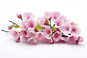 AI generated Sakura flowers isolated on white background. AI Generated photo