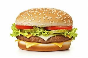 AI generated Hamburger isolated on white background. AI Generated photo