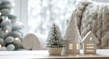 AI generated A cozy concept of festive home decoration for Christmas. AI Generated photo