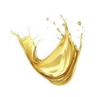 AI generated Golden Oil or Cosmetic essence splash isolated on white background, 3d illustration. AI Generated photo