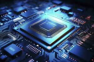 AI generated Futuristic central processor unit. Powerful Quantum CPU motherboard. AI Generated photo