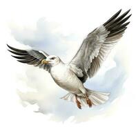 AI generated Watercolor seagull isolated on white background. AI Generated photo