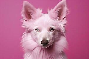 AI generated Pink colored dog on Pink Background. AI Generated photo