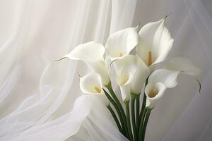 AI generated White wedding nature lily beauty blossom plant flower flora calla. AI Generated photo