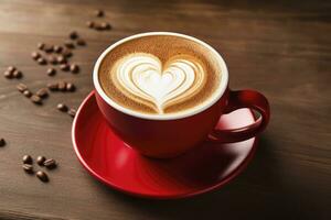 AI generated Valentine's Day Coffee. AI Generated photo