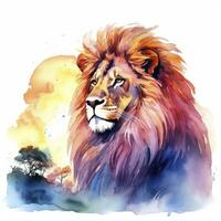 AI generated Watercolor Lion on a white background. For T-shirt Design. AI Generated photo