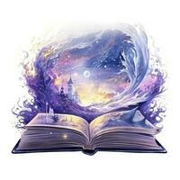 AI generated Galaxy celestial fantasy book watercolor for T-shirt Design. AI Generated photo