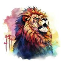 AI generated Watercolor Lion on a white background. For T-shirt Design. AI Generated photo