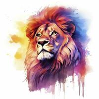 AI generated Watercolor Lion on a white background. For T-shirt Design. AI Generated photo