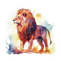 AI generated Watercolor Lion on a white background. For T-shirt Design. AI Generated photo