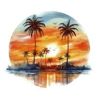 ai generado tropical puesta de sol para camiseta diseño. ai generado foto