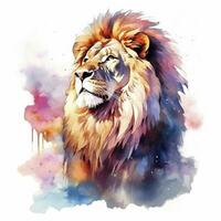 AI generated Watercolor Lion on a white background. For T-shirt Design. AI Generated photo