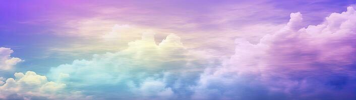 AI generated Rainbow sky with fluffy clouds. Multicolored toned sky. AI Generated. photo