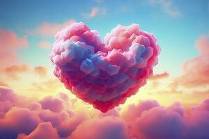 AI generated Beautiful colorful valentine's day heart in the clouds as abstract background. AI Generated photo