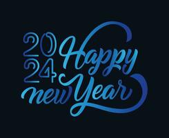 Happy New Year 2024 Abstract Cyan Graphic Design Vector Logo Symbol Illustration With Blue Background