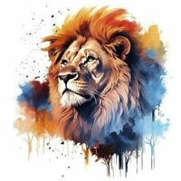 AI generated Watercolor Lion on a white background. For T-shirt Design. AI Generated photo