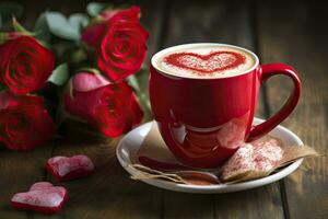 AI generated Valentine's Day Coffee. AI Generated photo