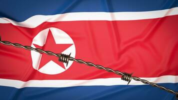 The North Korea flag for Background 3d rendering. photo
