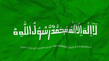 Kalimah Tayyibah Shahadah Islamic Flags Seamless Looping Background, Looped Bump Texture Cloth Waving Slow Motion, 3D Rendering video