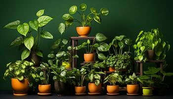 AI generated money plants with pots flora photo