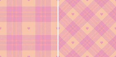 Gingham pattern with hearts. Seamless tartan vichy check plaid for gift card, wrapping paper, invitation on Valentines Day print vector