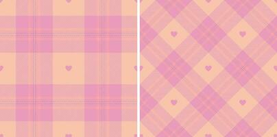 Gingham pattern with hearts. Seamless tartan vichy check plaid for gift card, wrapping paper, invitation on Valentines Day print vector