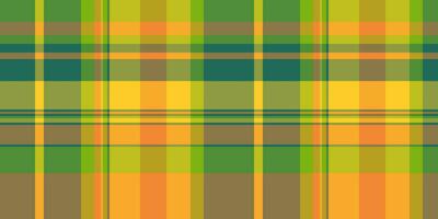 Rag textile check tartan, model fabric vector pattern. Covering texture background plaid seamless in amber and yellow colors.