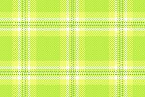 Tidy textile vector seamless, outfit fabric texture pattern. Dress tartan check plaid background in lime and white colors.