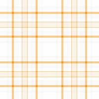 Youth plaid texture textile, sketch check fabric vector. Romance pattern tartan seamless background in white and orange colors. vector