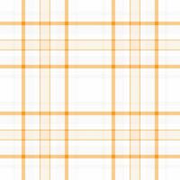 Youth plaid texture textile, sketch check fabric vector. Romance pattern tartan seamless background in white and orange colors. vector