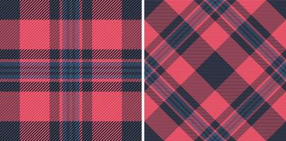 Pattern tartan fabric of seamless plaid check with a texture textile vector background. Set in night colors. Messy stripe patterns in clothing.