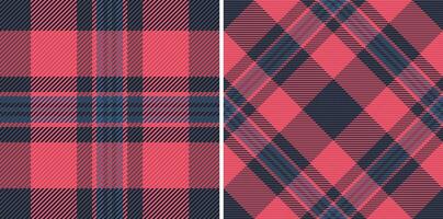 Pattern tartan fabric of seamless plaid check with a texture textile vector background. Set in night colors. Messy stripe patterns in clothing.