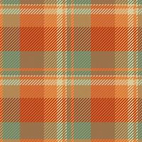 Delicate vector texture check, ornament fabric tartan background. Room pattern seamless textile plaid in orange and pastel colors.
