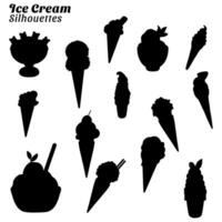 Collection of ice cream silhouette illustrations vector