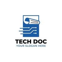 tecnología documento logo con papel y tecnología diseñado en minimalista vector