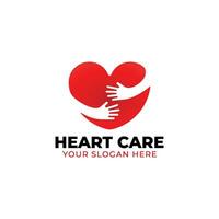 Hugging Heart Logo With Hand and Heart Designed in Minimalist Style vector